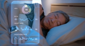 Patient completing an at-home sleep study for insomnia and sleep apnea evaluation in New York City.